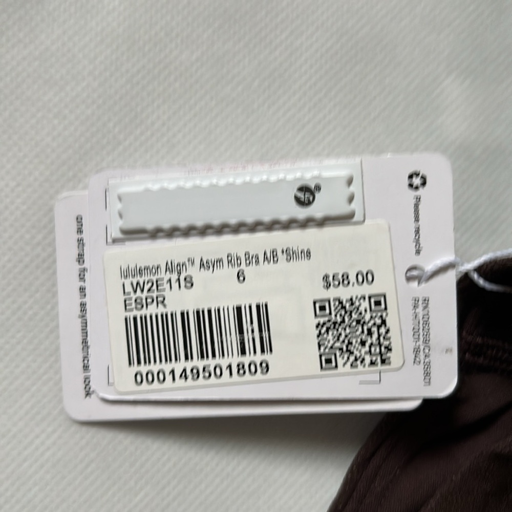 LULULEMON ALIGN ASYMMETRICAL RIBBED BRA *SHINE IN ESPRESSO SZ 6 NWT - Picture 6 of 8